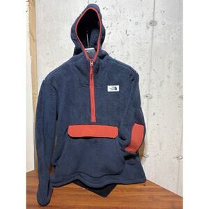North Face Campshire Pullover Sherpa Hoodie Elbow Patch Men 2XL XXL Anorak